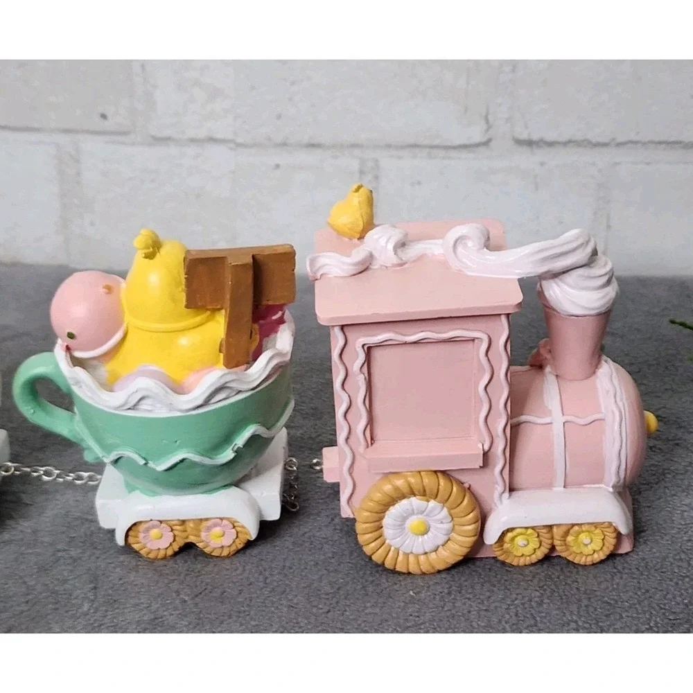Easter Pastel Sugar Cookie Bow Teacups Train 4 pc Bunny Chick Lamb 16